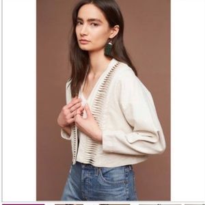 HEI HEI ANTHROPOLOGIE Cropped Cream Ladder Jacket